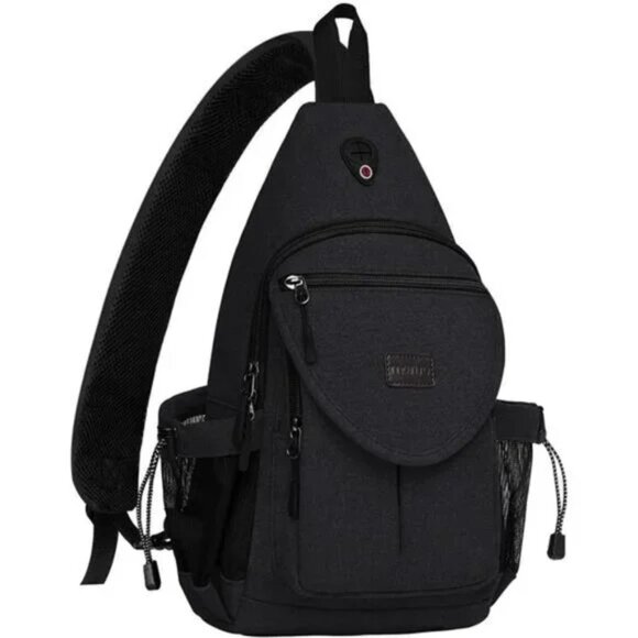 New Sling Backpack, Canvas Crossbody Bag Black - Picture 1 of 6